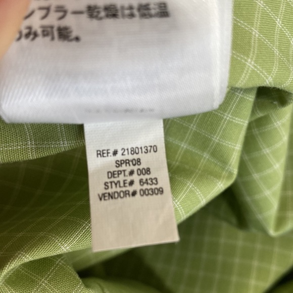 Eddie Bauer Wrinkle-Resistant Y2K Sage Grid Plaid Fitted Button Down - Picture 7 of 7